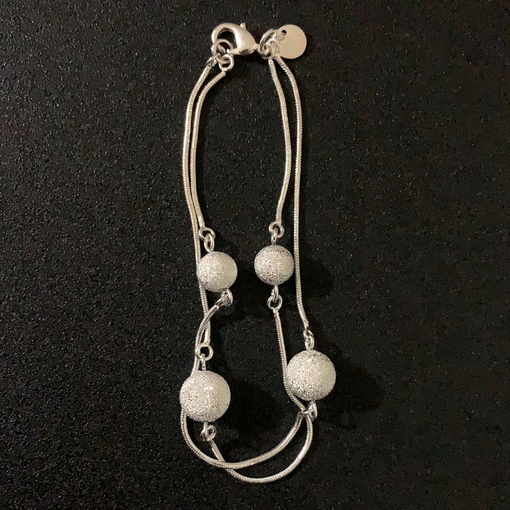 Sparkling Ball Link Double Chain Bracelet